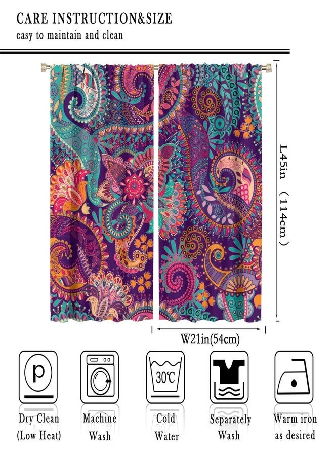 AuiMzoo Vintage Bohemian Curtains, Indian Bohemian Mandala Colorful Pattern Blackout Thermal Curtains, Bedroom Living Room Curtains, 2 Panel Set, 42x45 in. - Image 2